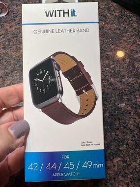 Brown Leather Watch‎ Band for Apple Watch 42/44/45/49mm NIB
